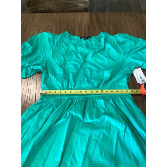 French Connection Poplin Puff Sleeve V Neck Tiered Fit and Flare Maxi Dress XL - Picture 4 of 9